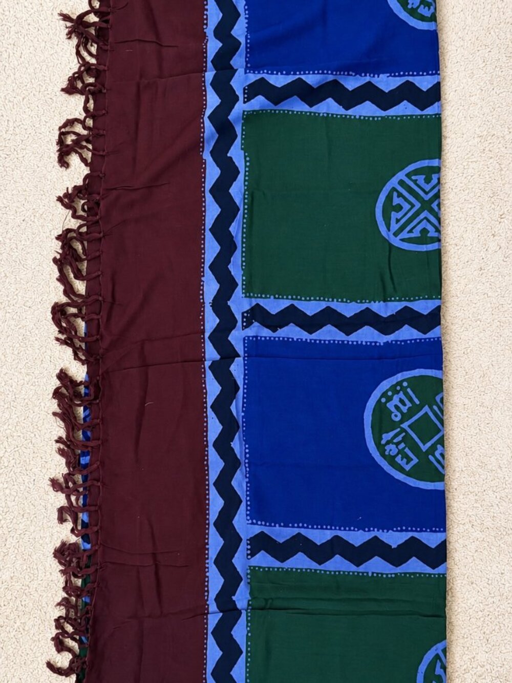 Large Multicolor Geometric Fringe Scarf Wrap